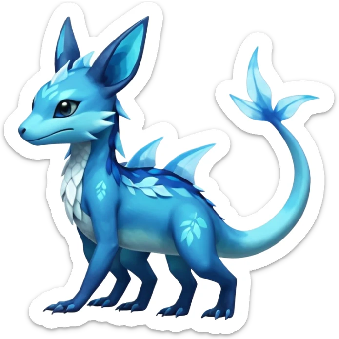 Colorful Dark Shiny Exotic Salandit-Aurorus-Glaceon-Fakémon-hybrid-creature (full body)  sticker
