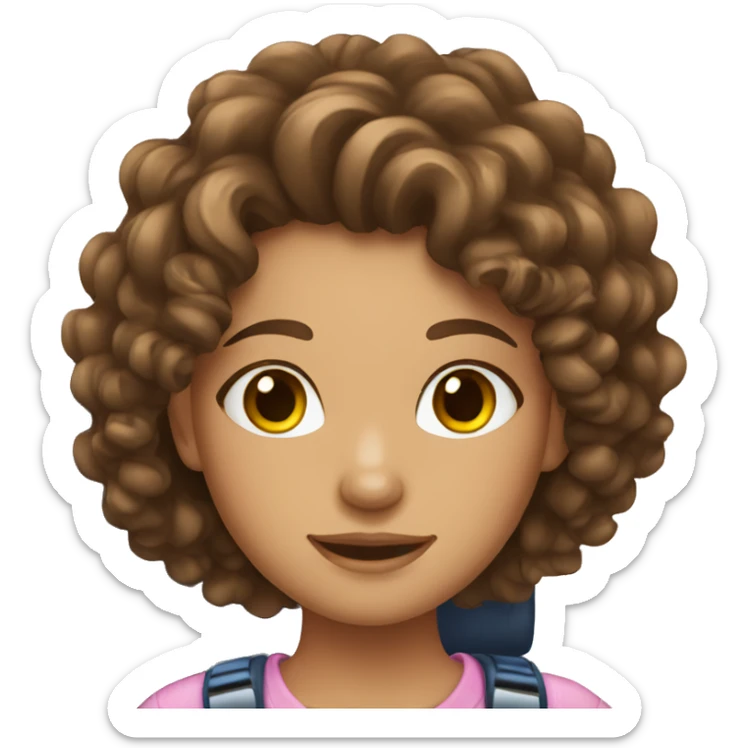 Girl with curly brown hair at the airport  sticker