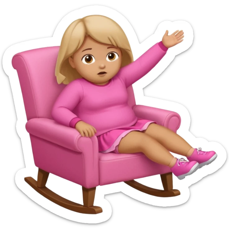 Little Girl fat but not too fat falling off chair with pink clothes on sticker