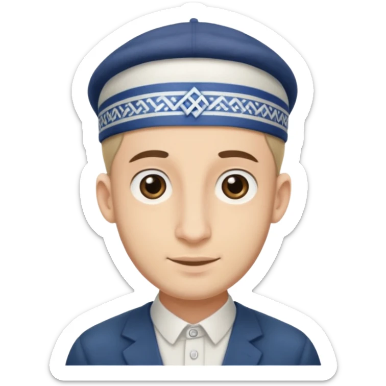 A Jewish male with a large nose and a dome on his head sticker