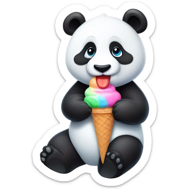 Panda eating ice cream sticker