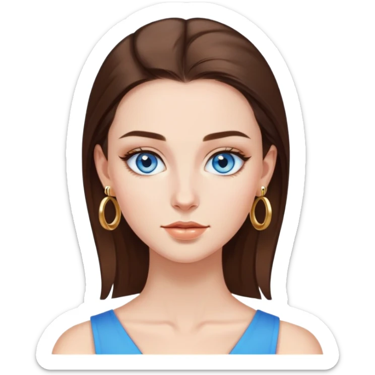 girl with clear skin, bright eyes, healthy hair, clean girl look, slicked-back hair, gold hoops sticker