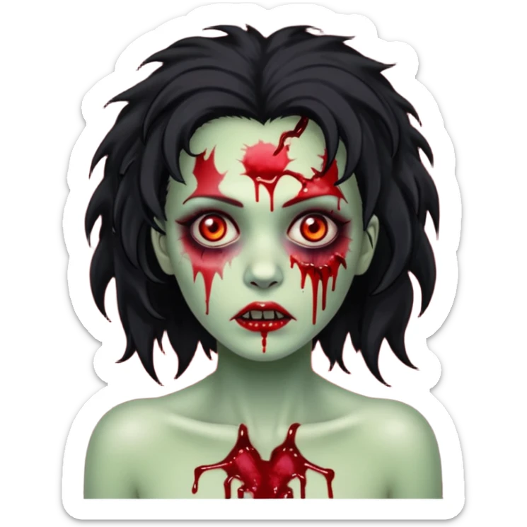 Mulher zumbi com pés escura ferimentos e um cabelo crespo cabelo preto  sticker