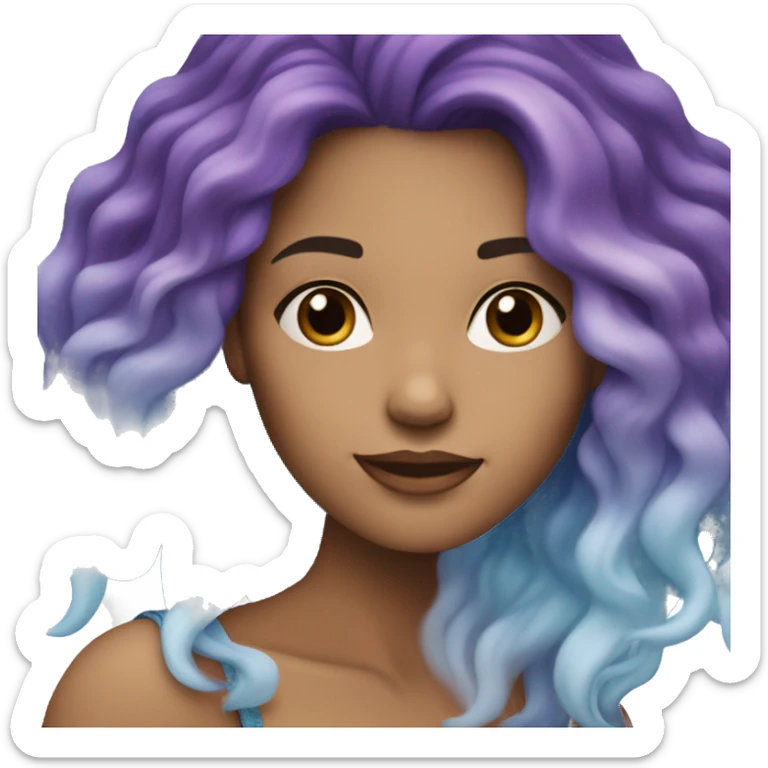 White Woman with long blue and purple ombre hair sticker
