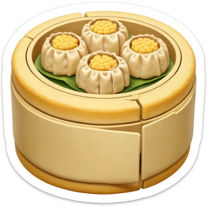 siu mai (a type of dim sum, just 1 cube of white color fish patty wrapped by yellow dough, leaving only the top part unwrapped, shape looks like short cylinder shape) sticker