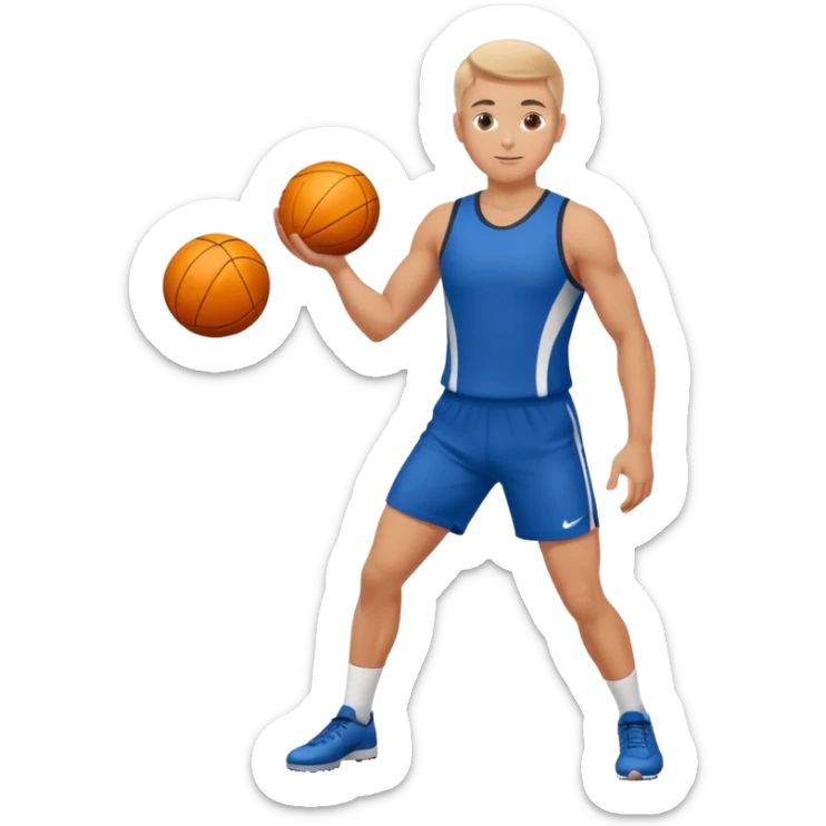 white sportsman in the playground with ball, dressed in sport suit sticker
