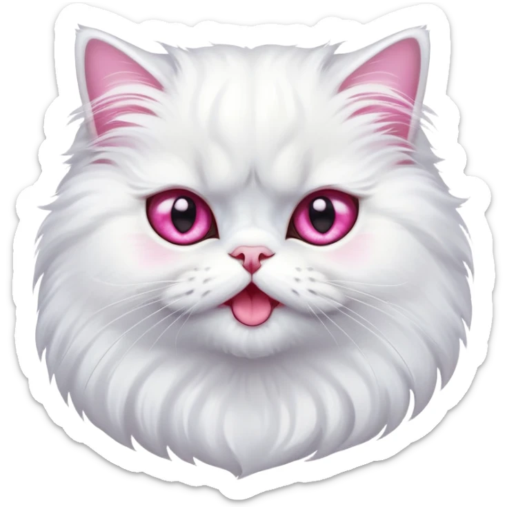 A white Persian Cat with Exaggerated Sparkling pink eyes as a sign of extreme excitement and happiness  sticker