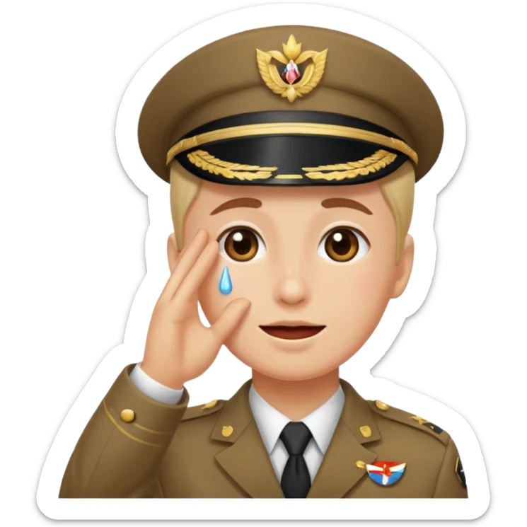mix the cry emoji and the salute emoji sticker