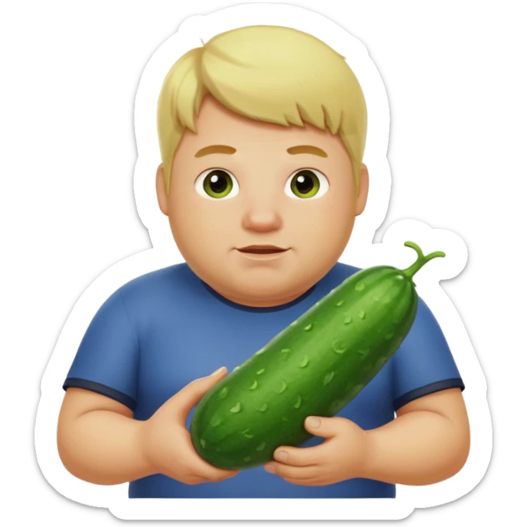 make a cucumber gamer, blonde and fat, male. show cucumbers sticker