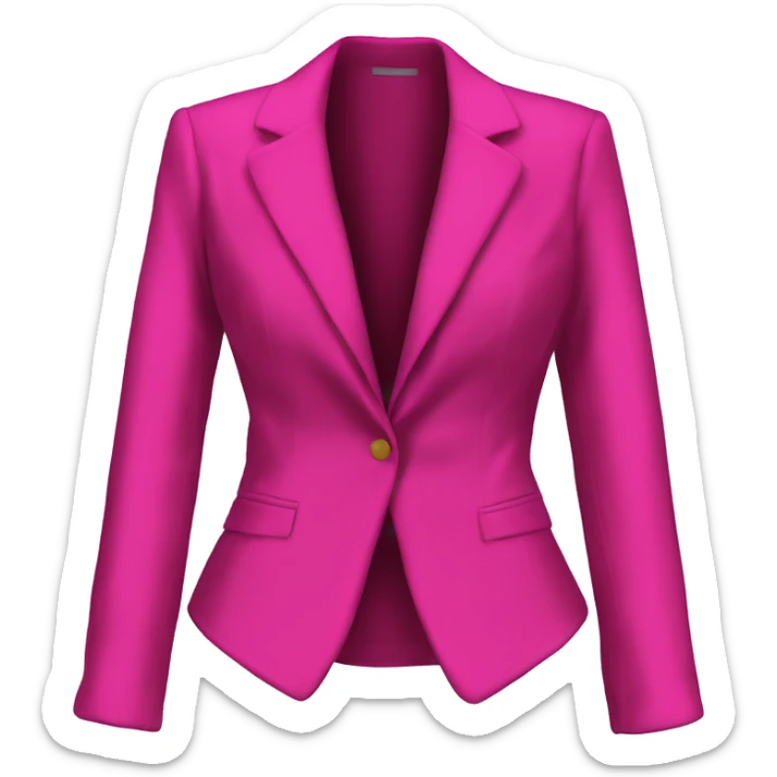 Realistic isolated open hot pink velvet feminine fashion blazer jacket. sticker