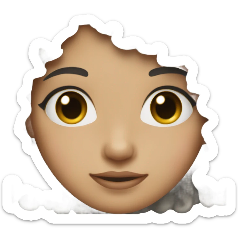 pretty girl with light skin and black curly hair sticker