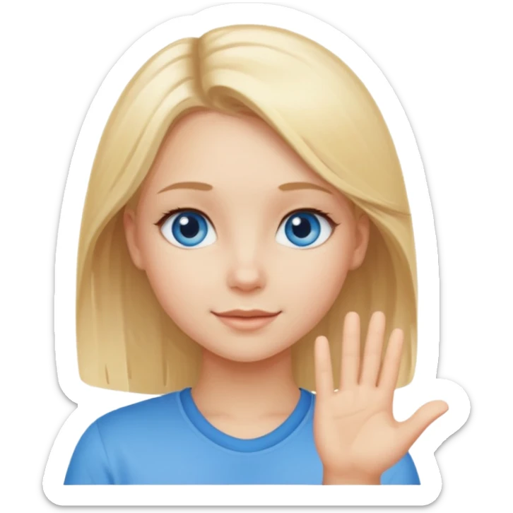 cute blond hair blue eye girl say OK in quote sticker