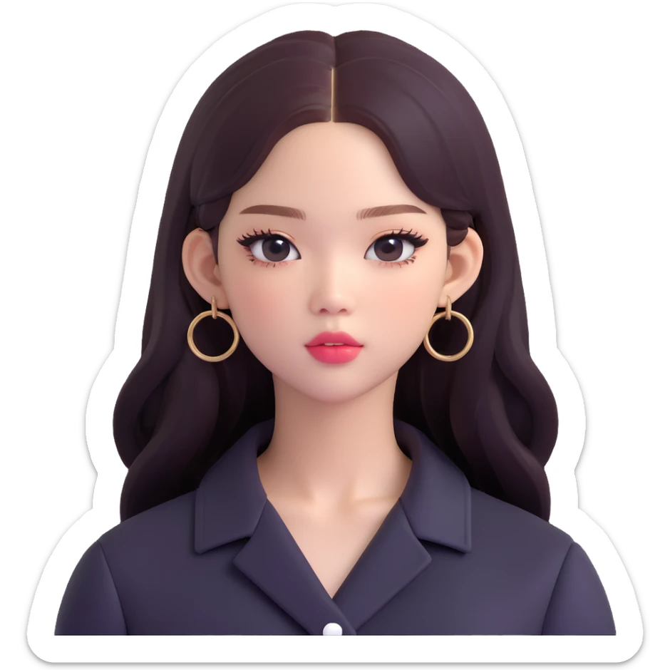close-up portrait of Jennie from Blackpink, confident and stylish sticker