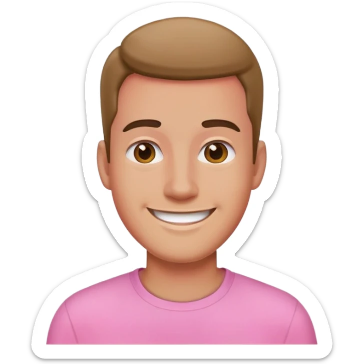 buat cowo malesub memakai baju pink dan tampak tersenyum sticker