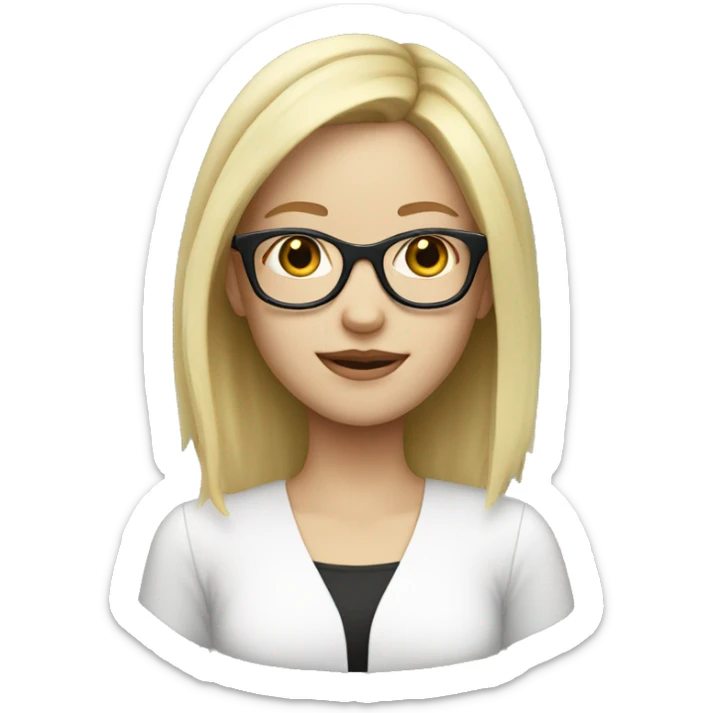 girl with glasses blonde hair and white skin sticker