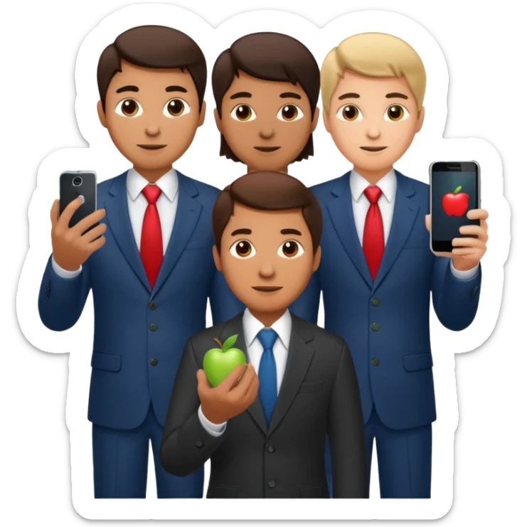 mobile phone man team  with apple logo sticker