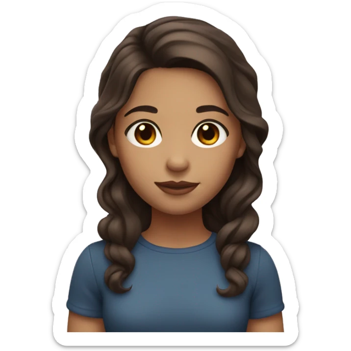 girl with light brown skin and dark brown eyes and dark brown wavy hair sticker