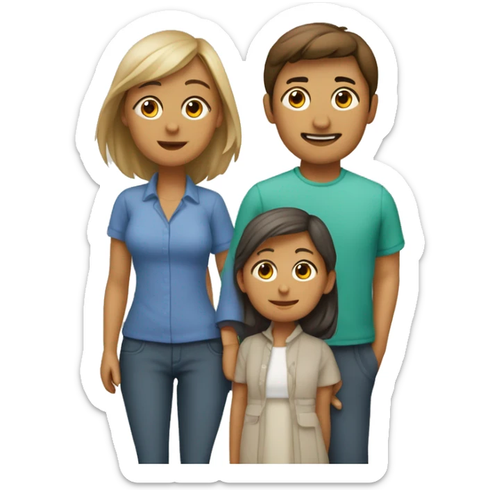 una familia de 5 personas con 2 niñas y un niño sticker