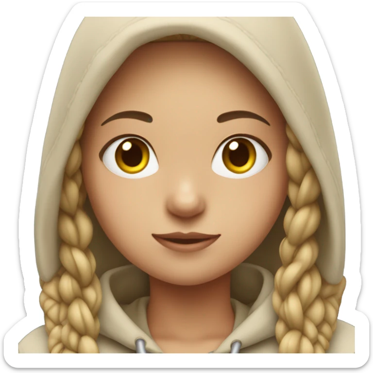 Light skin girl wearing a hoodie with braids sticker
