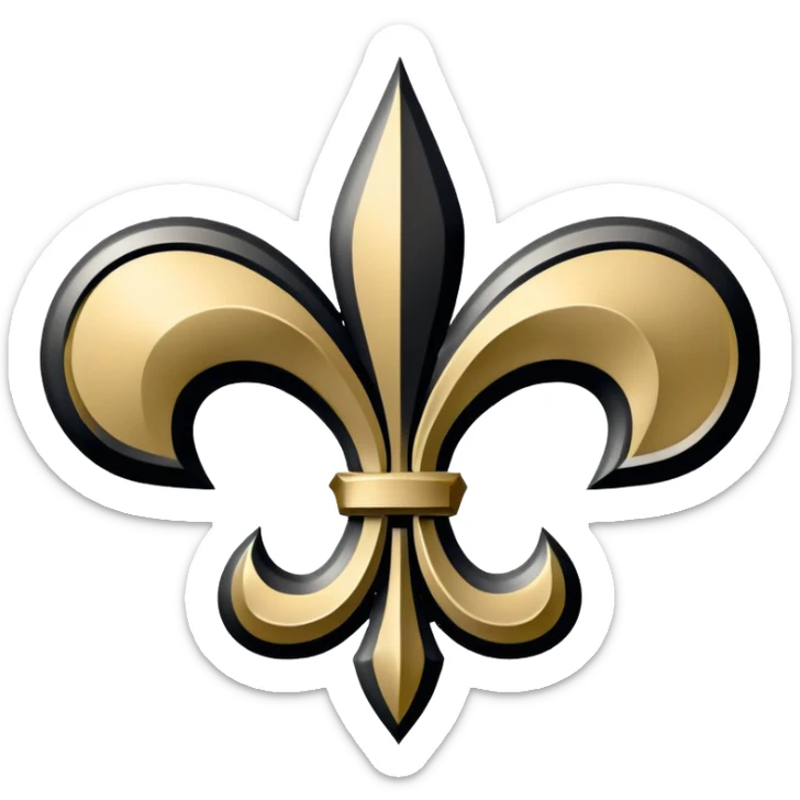 New Orleans Saints football logo with fleur-de-lis in black and gold colors sticker