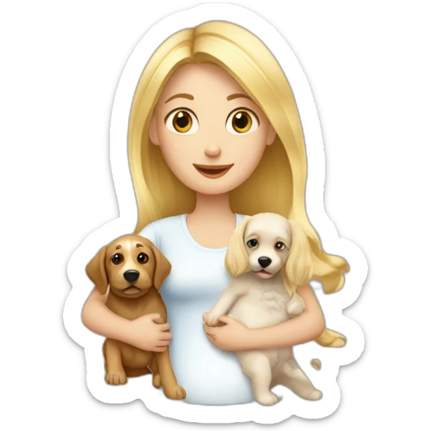 Blond-Girl-with-baby-and-dog sticker