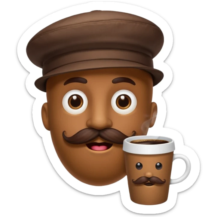 Objeto-mascota: un grano de café antropomorfo

Con bigote, paliacate o sombrero.

Puede cambiar expresión fácilmente (perfecto para emojis).

👉 Emojis:

😎 (grano cool)

🤎 (amor al café)

😴 (antes del café)

⚡ (después del café)

 sticker