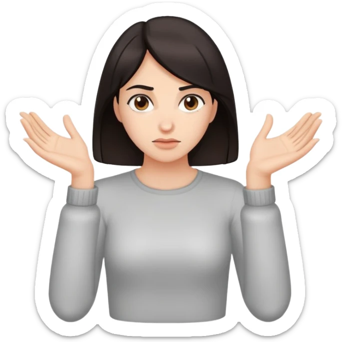 Woman with dark hair, both hands gripping downward as if holding onto something, isolated figure with no water sticker