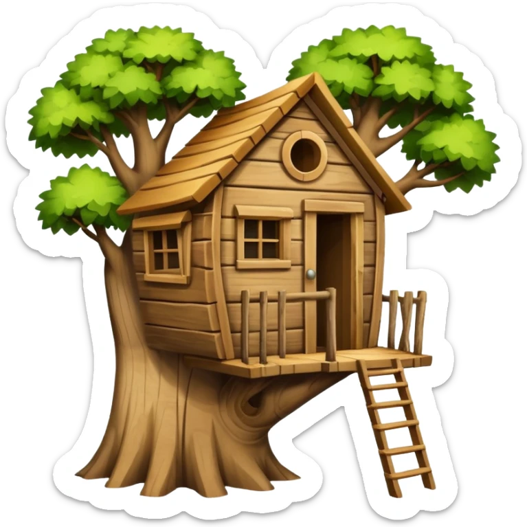 letter W on the side wall of a treehouse in a tree, only the top no trunk sticker