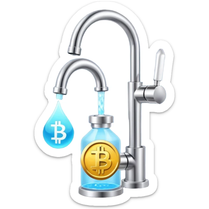 crypto currency symbol  named CryptoTap think more a tap or faucet  now add more about cryptocurrencyis sticker