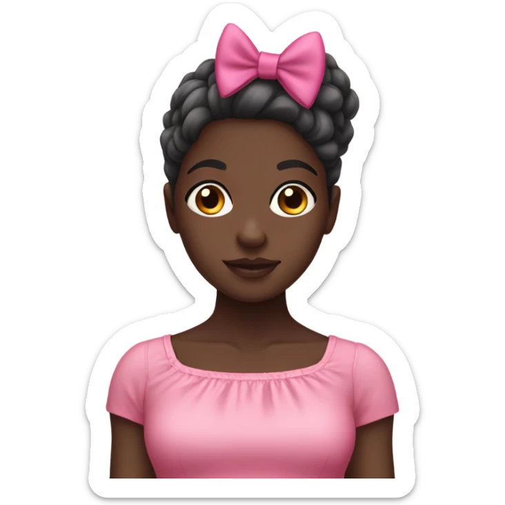 Darkskin girl with a pink dress and pink bow  sticker