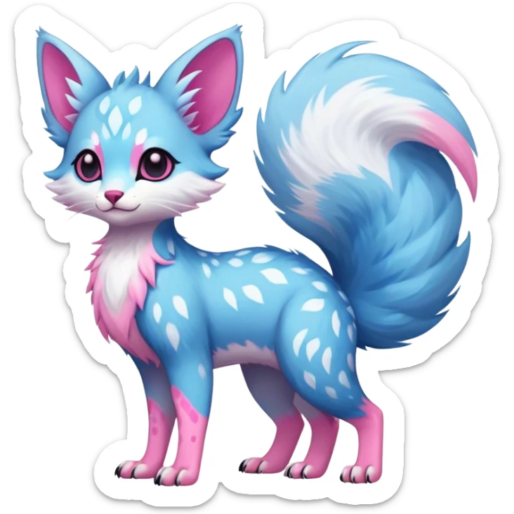 Epic Feral Rare Fantasy shiny pastel Vernid-Trico-species by LiLaiRa, random markings, tufted tail, tufted ears, full body sticker