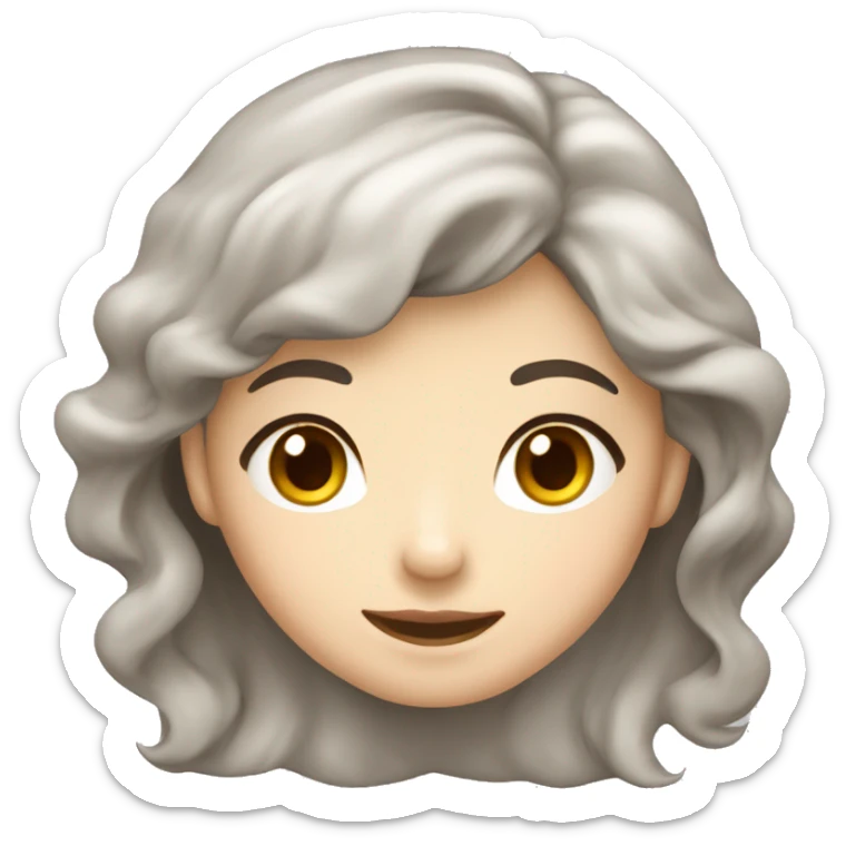 White skin, Young Asian Woman, Dark Brown Hair, Long Hair, Wavy, Closed Smile, Beautiful Model sticker