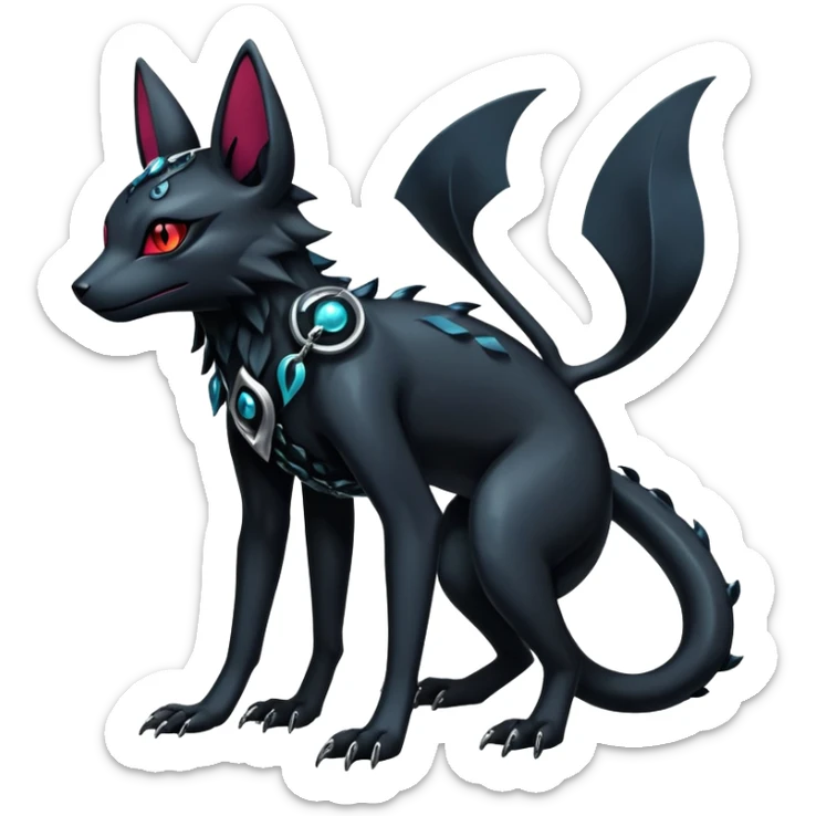Shiny Dark Edgy Majestic Sophisticated Modern Gothic Gloomy Futuristic Cyber-Salandit-Umbreon-Delcatty-Hybrid (Full body) sticker