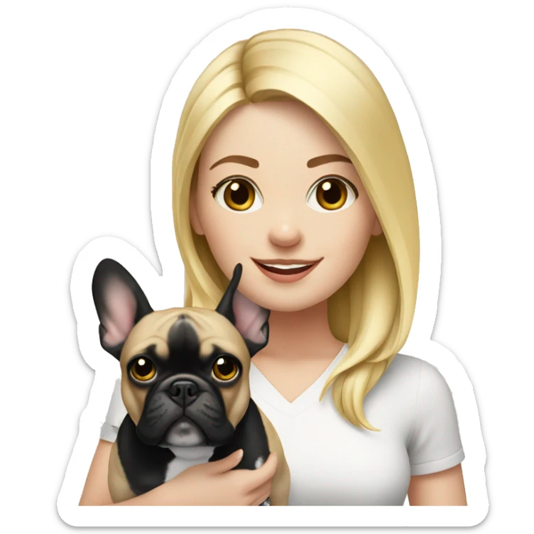 Blonde girl with black/white French bulldog sticker