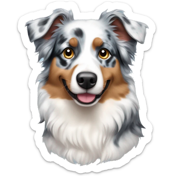 Blue Merle Australian shepherd with heterochromia and blue bow on top of her head sticker