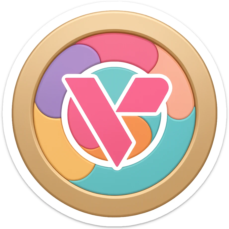 Add the provided company logo to the center of this modern token icon with abstract pattern, keeping the flat emoji style with transparent background as in the original images. sticker