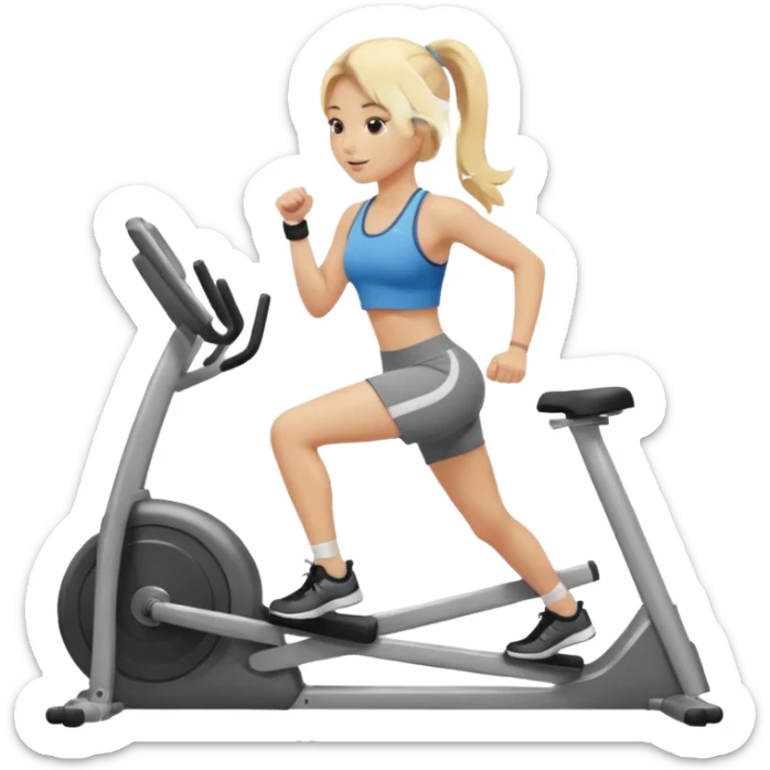 a young girl with blonde hair is exercising in the gym sticker
