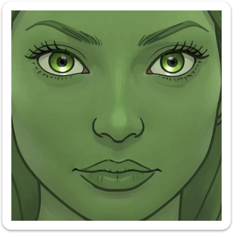 a Carmel skin woman with  light brown hair and green eyes  sticker