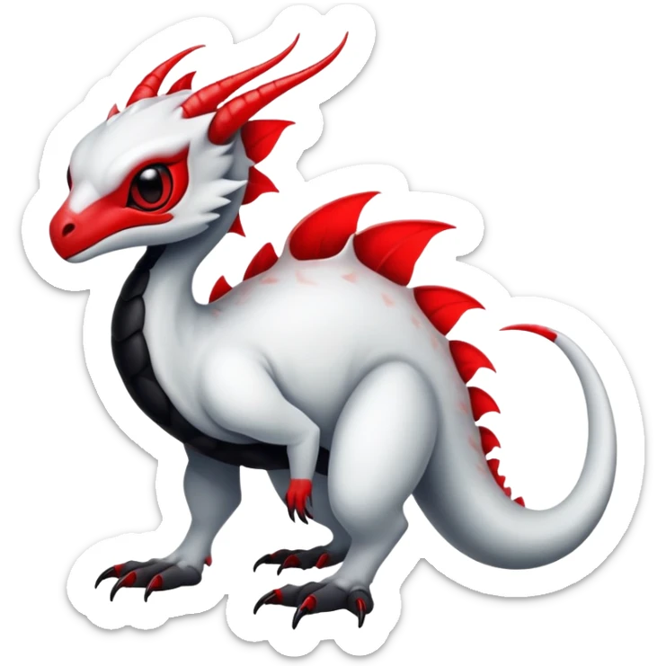 a translucent white with black belly and red eyes exotic edgy vernid-fionbri-creature full body sticker