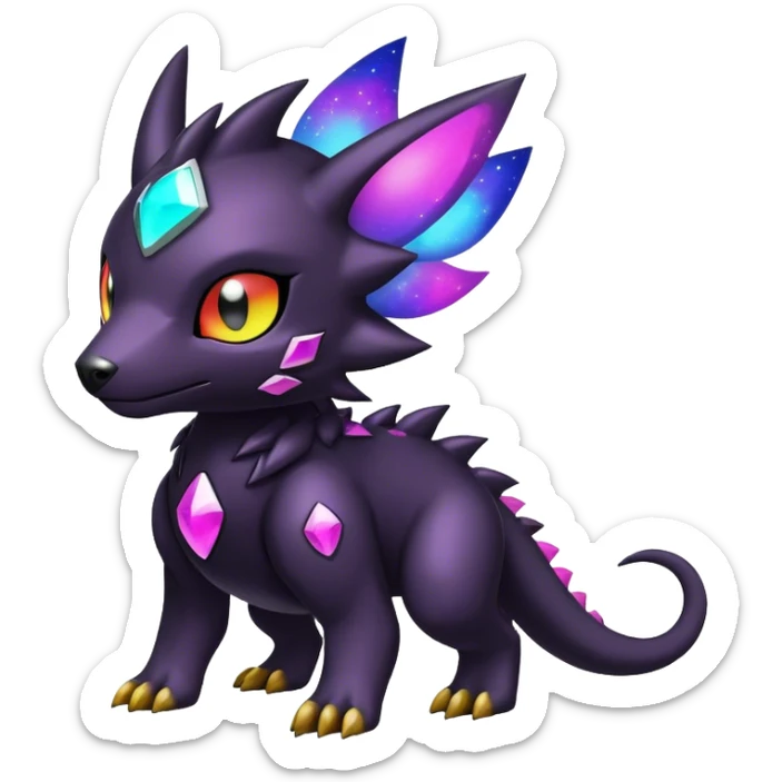 Cute cool colorful dark nebula fantasy-Fakemon-Digimon-animal-hybrid full body sticker
