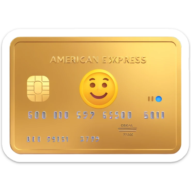 shiny gold American Express Gold credit card, 3D emoji style, no text sticker