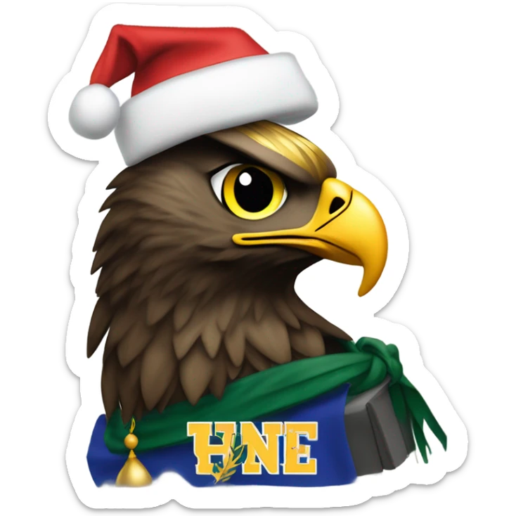 state university of new york the college at brockport's mascot the "golden eagle" celebrating christmas sticker