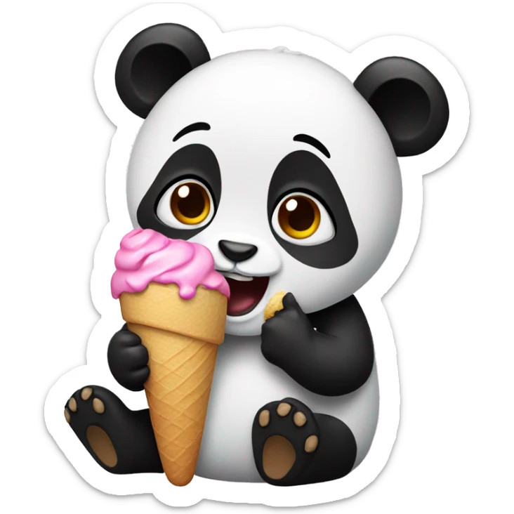 Panda eating ice cream sticker