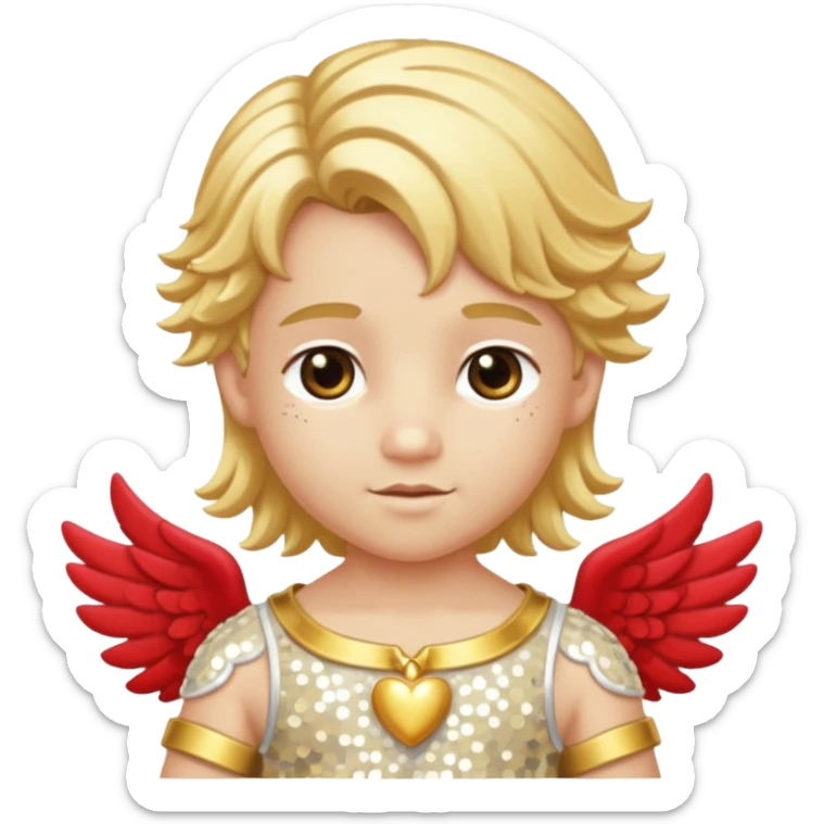 Cupid, God of Love from Gods and Goddesses with long golden blonde hair, cream sequin outfit sticker