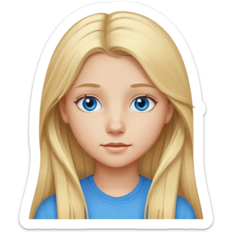 Teenage girl long blonde hair blue eyes sticker