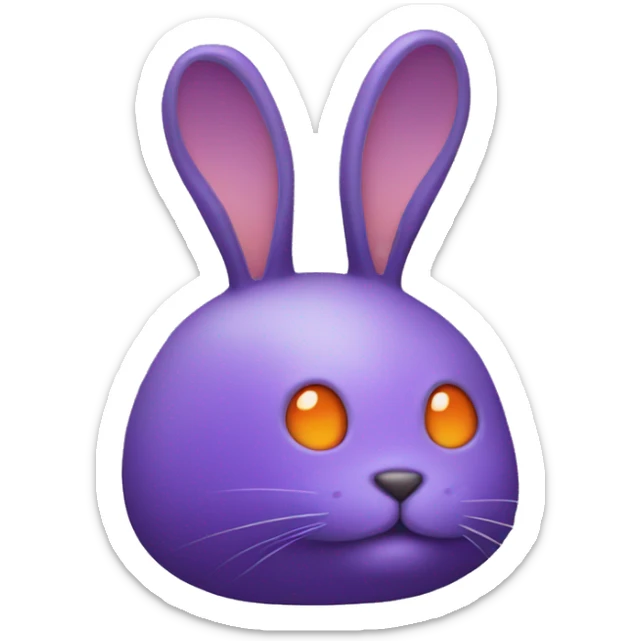 purple alien rabbit with orange eyes and a tuft of hair sticker
