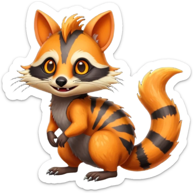 Fiery Handsome Wicked Cool Hot Edgy Badass Numbat-Trico-Civet-Vernid-fusion-hybrid-creature sticker