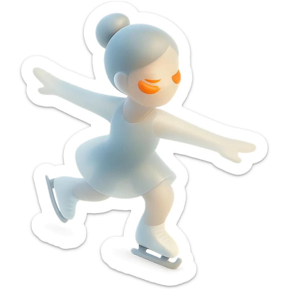 A figure skater girl with orange eye patches under her eyes sticker