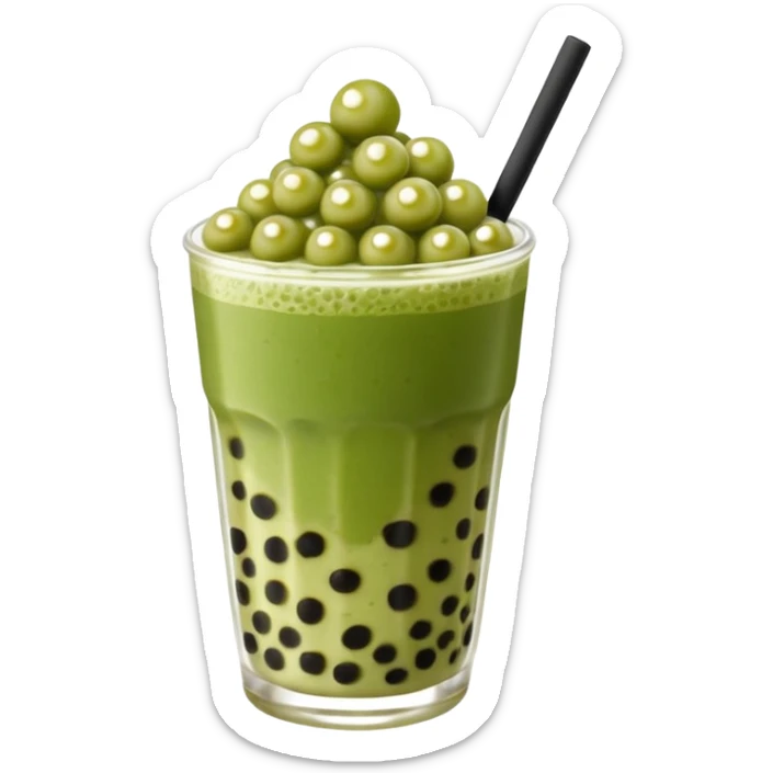 Creamy, slightly bitter matcha with a hint of sweetness, paired with soft, chewy tapioca pearls—refreshing and satisfying! sticker