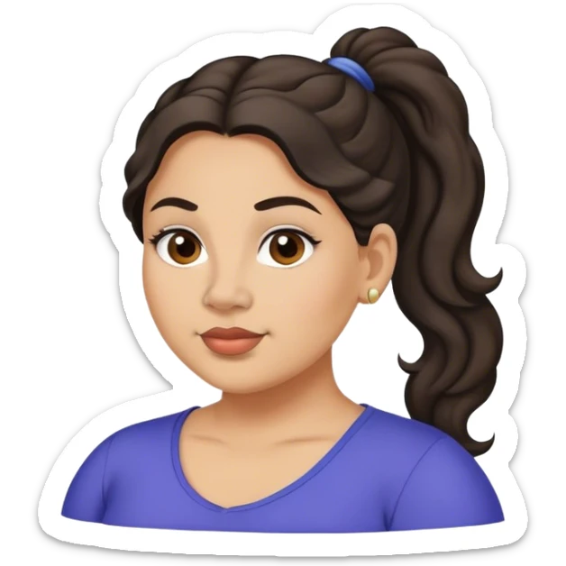  plus size light skin latino women with wavy dark hair in pony tail flat wide nose  sticker